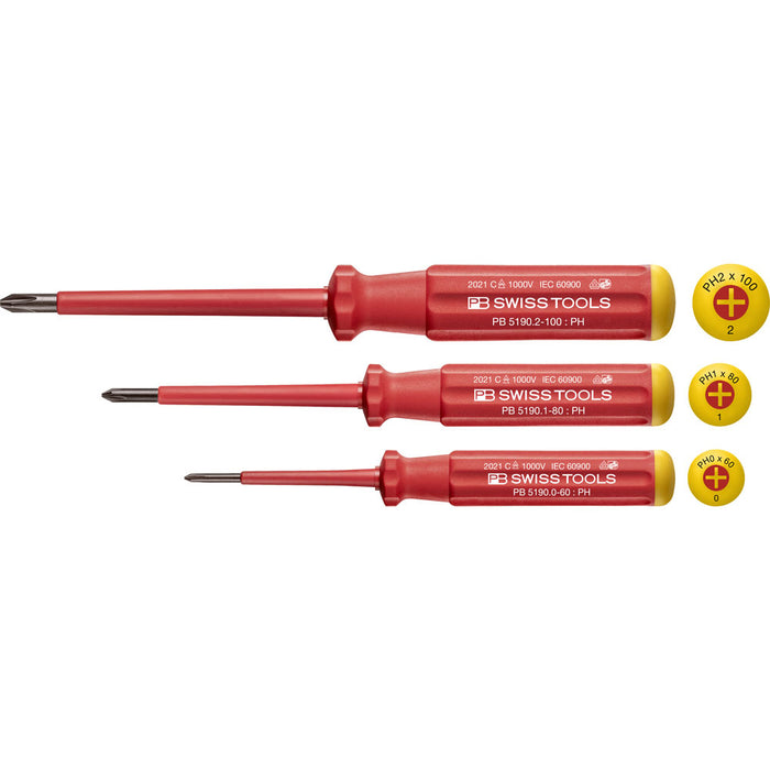 PB Swiss 3 Pce Phillips Classic VDE Screwdriver Set