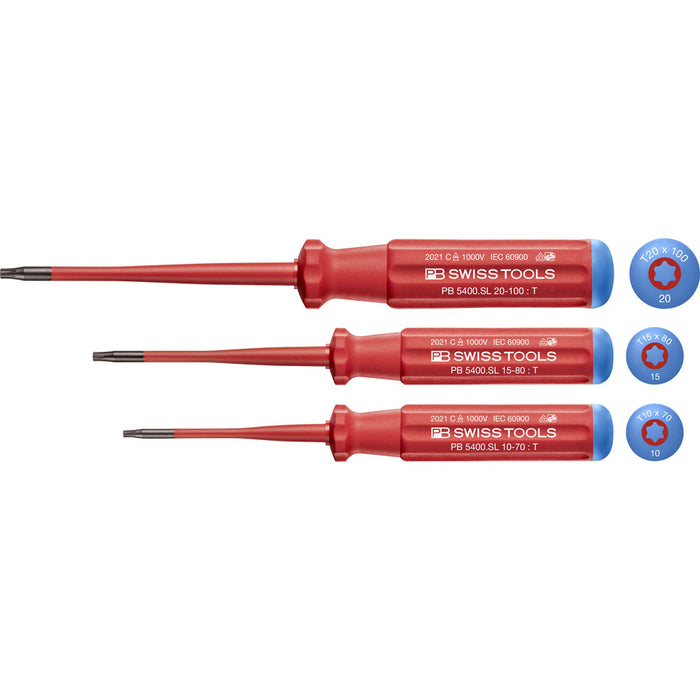 PB Swiss 3 Pce Torx Classic VDE Slim Screwdriver Set