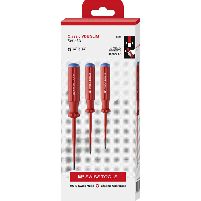 PB Swiss 3 Pce Torx® Classic VDE Slim Screwdriver Set in Box