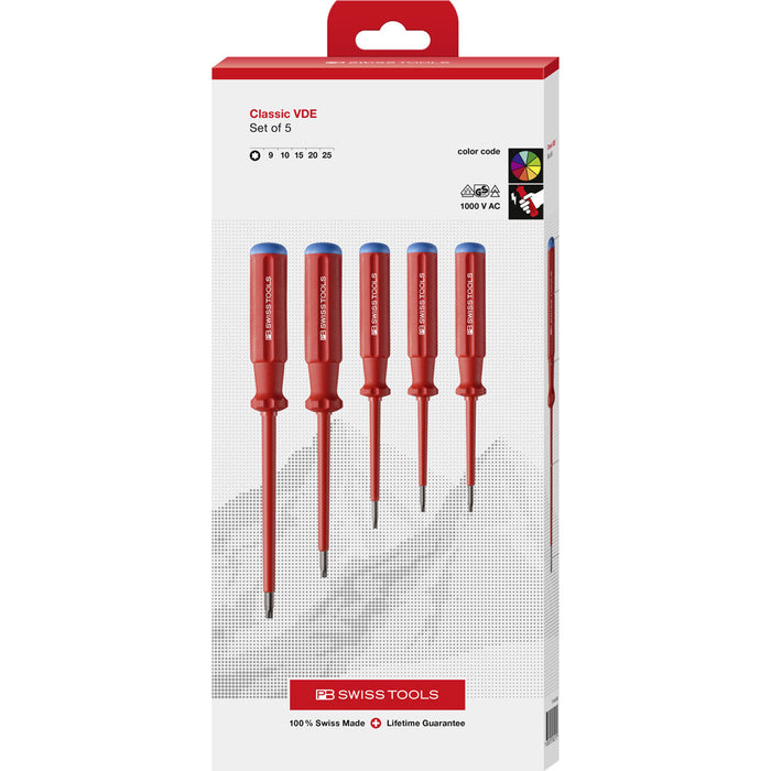PB Swiss 5 Pce Torx® Classic VDE Screwdriver Set in Box