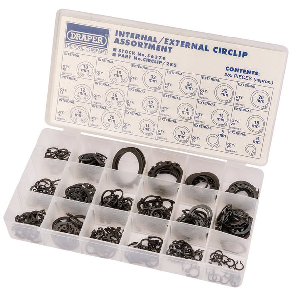 Draper Tools Internal and External Circlip Assortment (285 Piece)