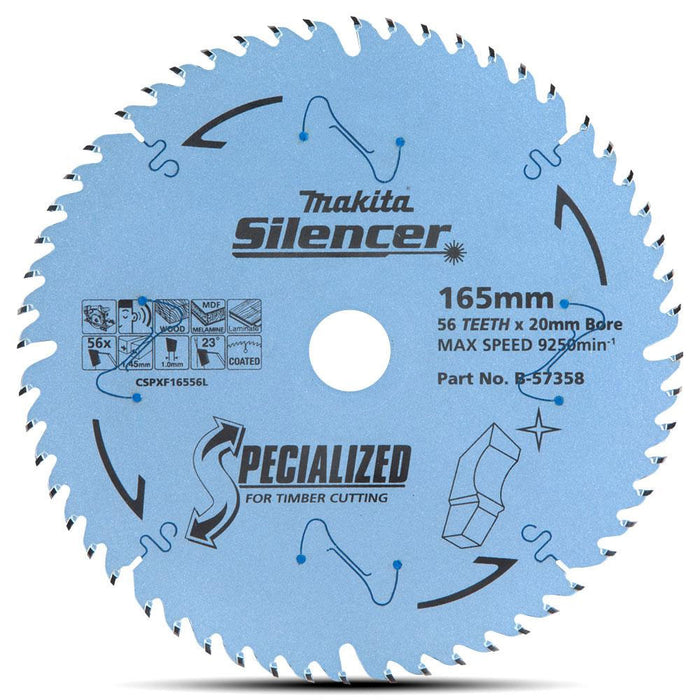 Makita Efficut Wood TCT Saw Blade 165mm x 20 x 56T