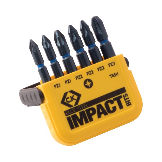 C.K Blue Steel Impact Screwdriver Bits - PZ Set of 6