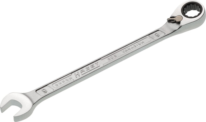 Hazet Ratcheting Combination Wrench 606-9 Outside 12-Point Traction Profile 9mm