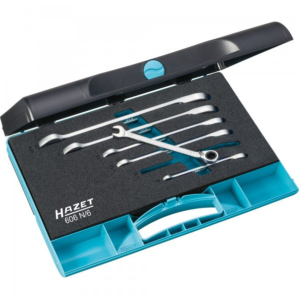 Hazet 6 Pce 12 Point Ratcheting Combination Wrench Set 8-19mm 606N/6