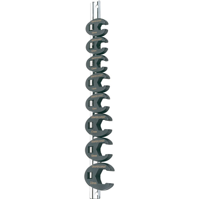 Draper Tools Expert Metric Crow Foot Spanner Set on a Metal Rail 3/8
