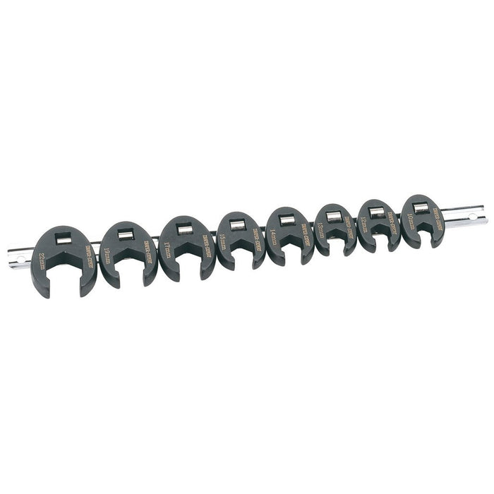 Draper Tools Expert Metric Crow Foot Spanner Set on a Metal Rail 3/8