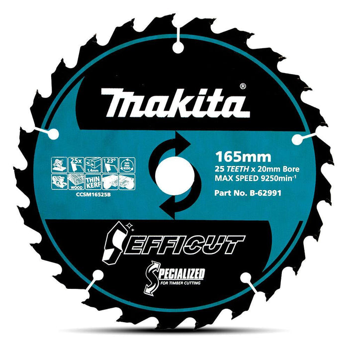 Makita Eficut Wood TCT Saw Blade 165mm x 20 x 25T