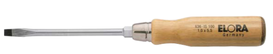 Elora Screwdriver with wooden handle plain slot 1.0x5.5 636-IS 100