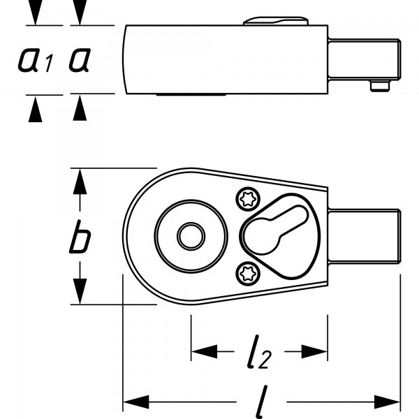 Hazet 1/4in Insert Reversible Ratchet For Bits 6408 Insert Square 9 x 12mm