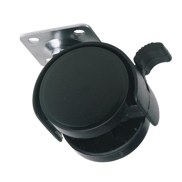 Draper Tools Twin Nylon Plate Castor with Brake 40mm Diameter S.W.L 25kg
