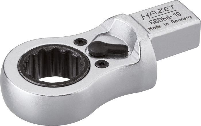 Hazet 12 Point Ratcheting Insert Box-End Wrench 19mm 6606D-19 Insert Square 14x18mm 