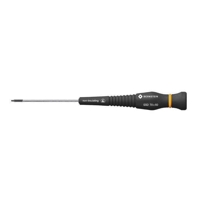 Bernstein ESD Torx Screwdriver 60mm Blade Length Size T8 (with hole)