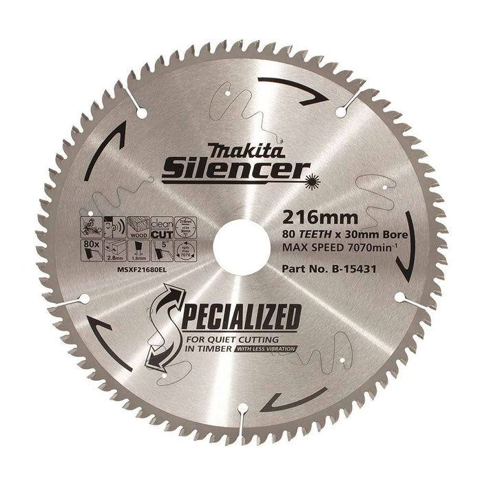 Makita Silencer TCT Saw Blade 216mm x 30 x 80T