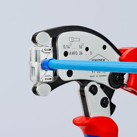 Knipex 97 53 18 Twistor16 Self-Adjusting Crimping Pliers for Wire Ferrules with Rotatable Die Head