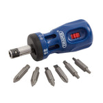 Draper Tools Chubby Ratcheting Screwdriver & Bit Set, 7 Pce