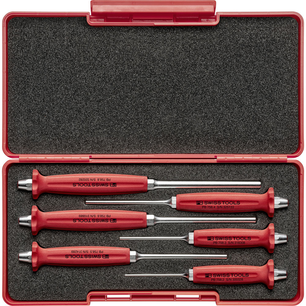 Octagonal Metal Pin PB Swiss Pin Punch, Drift Punch, Octagonal 6 Pce Set in ToolBox For ...