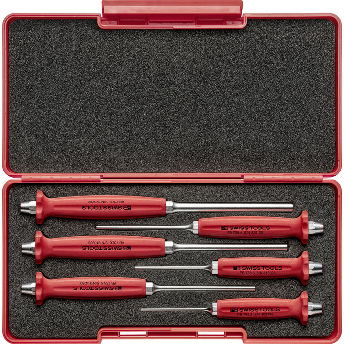 PB Swiss Pin Punch, Drift Punch, Octagonal 6 Pce Set in ToolBox