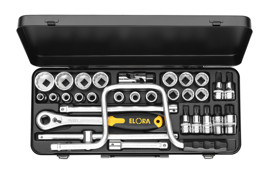 Elora Socket Set 1/2in hexagon+xzn 31 Pce 10-32mm 771-LXZNU