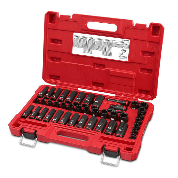 Milwaukee Shockwave™ 3/8in Drive 43PC SAE & Metric Deep 6 Point Impact Socket Set
