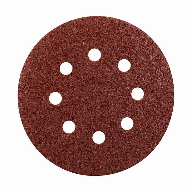 Makita 125mm 60G 8-Hole Hook & Loop Sanding Disc for Wood, 10 Pce