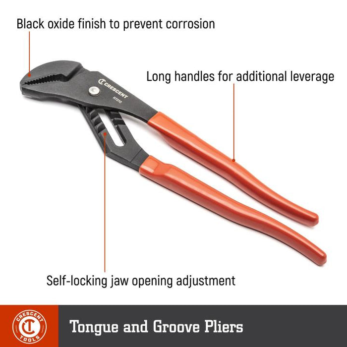 Crescent Straight Jaw Dipped Handle Tongue & Groove Pliers 16