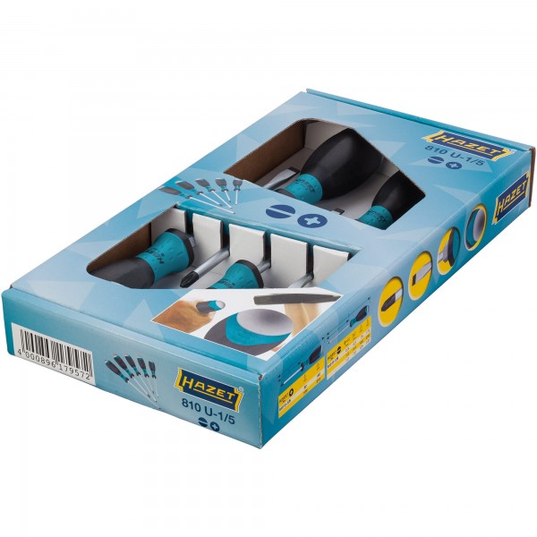 Hazet 5 Pce SL & PH Screwdriver Set With Impact Cap 810U-1/5
