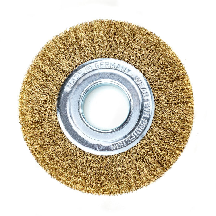 Lessmann Wavy Round Brush Dia 100mm Width 20-22mm Reducing Ring Set 1 & Brass Wire Trim 0.20mm
