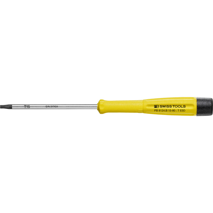 PB Swiss ESD Electronics Torx Screwdriver with Turnable Head TX15 x 80mm