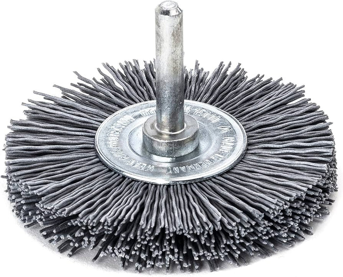 Lessmann Wheel Brush 6mm Shank Dia 70 x 10mm Abrasive Nylon SIC K 120 / 1.10mm