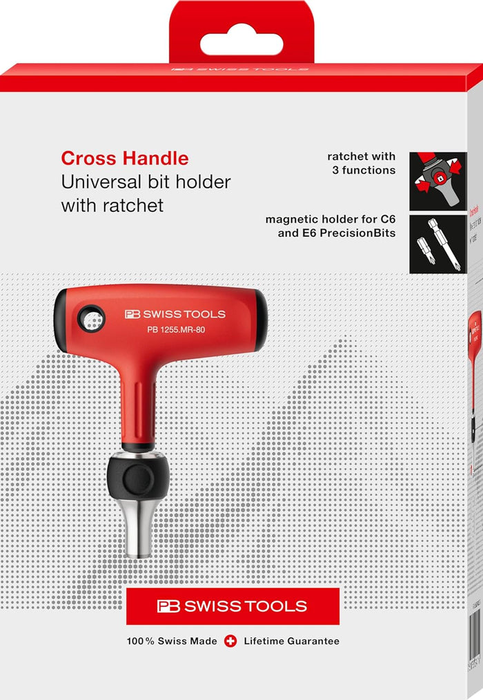 PB Swiss 1255 MR Cross Handle Bit Holder with Ratchet in Cardboard Box