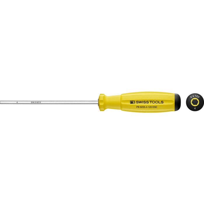 PB Swiss 8205 ESD SwissGrip Hexagon Screwdriver 4 x 120mm