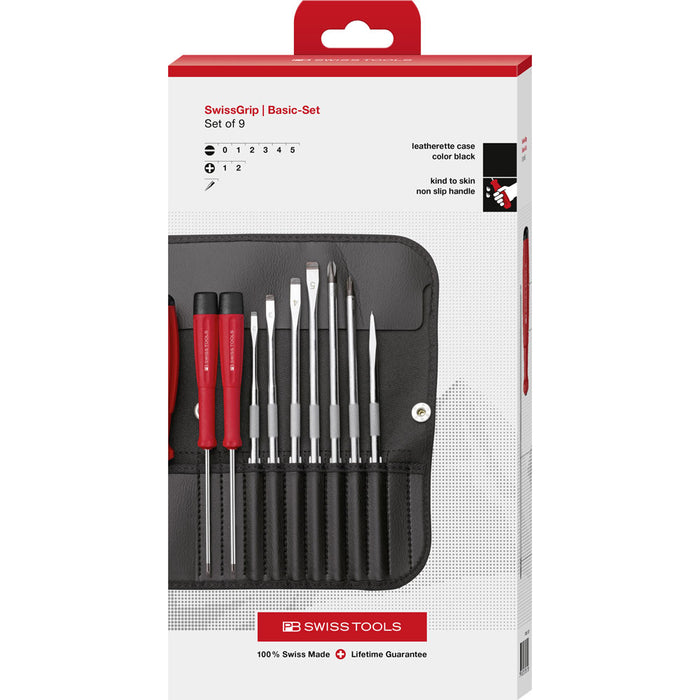 PB Swiss Slotted & Phillips Screwdriver 9 Pce Set with Interchangeable Blades in Box