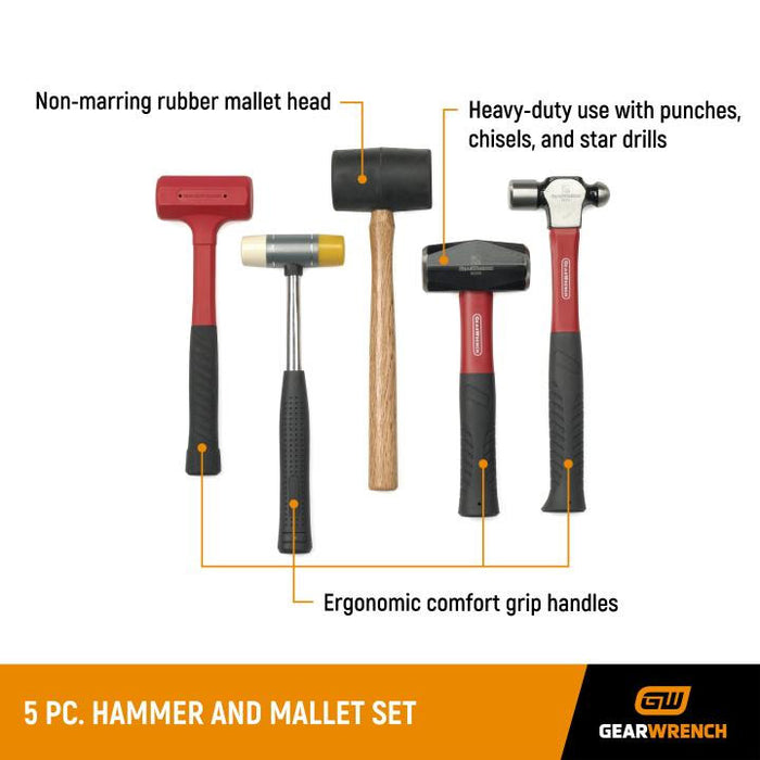 Gearwrench 5 Pc. Hammer and Mallet Set