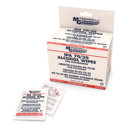 MG Chemicals 70/30 Isopropyl Alcohol Wipe, 25 Pack