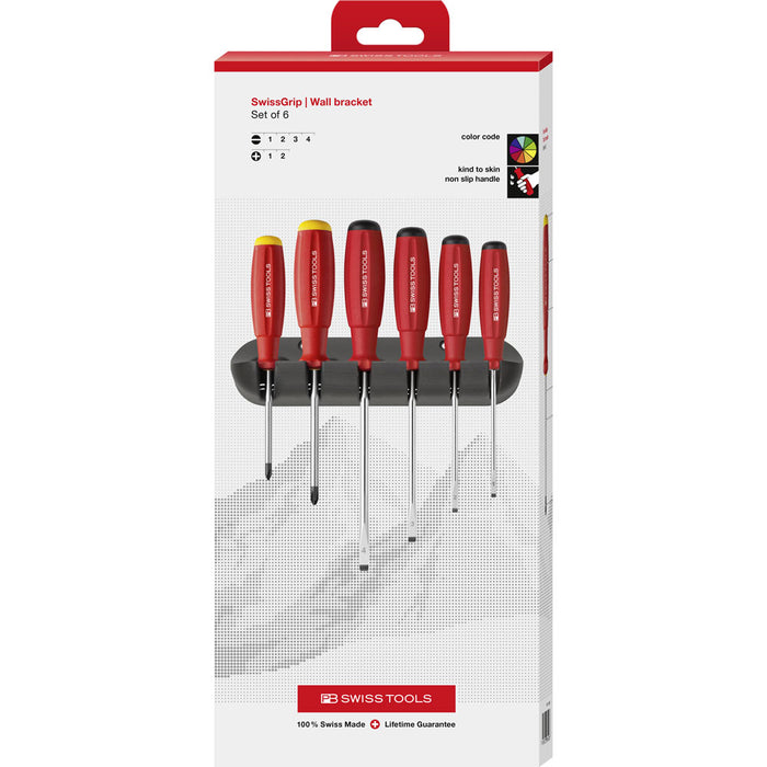 PB Swiss SwissGrip Slotted & Phillips Screwdriver 6 Pce Set in Cardboard Box