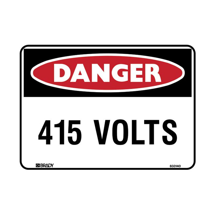 Brady Danger Sign 415 Volts 250x180mm Self Adhesive Vinyl