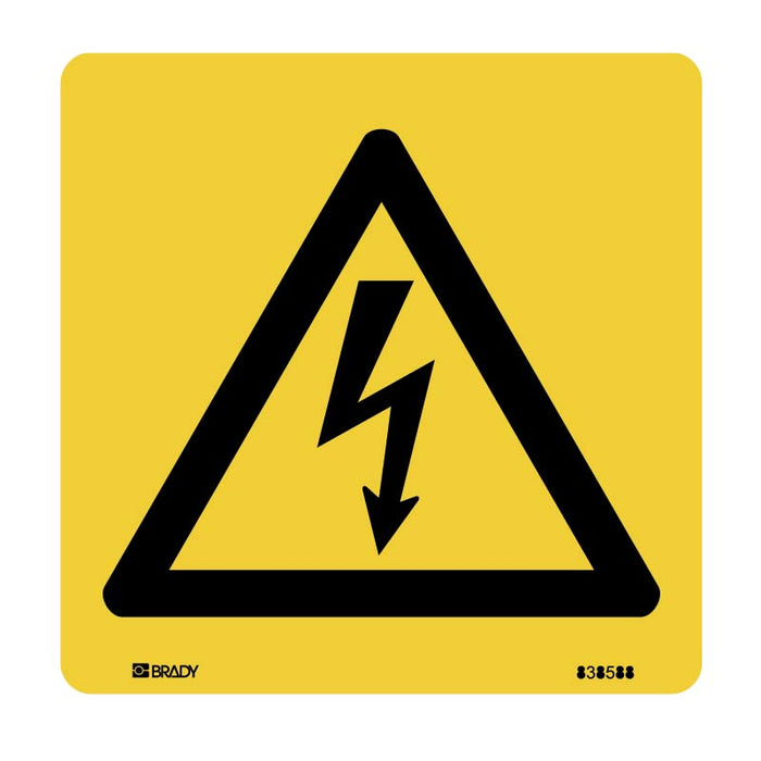 Brady Warning Sign High Voltage Symbol 150x150mm Self Adhesive Vinyl