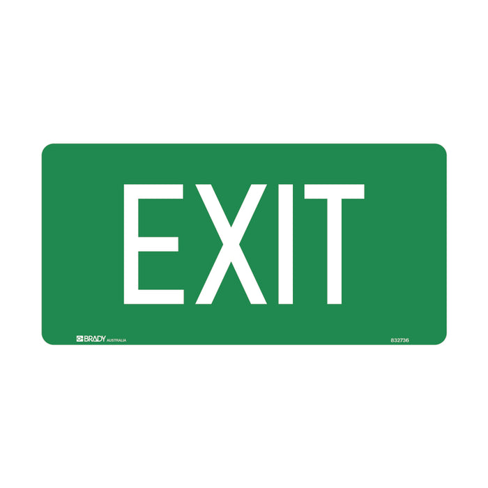 Brady Exit & Evacuation Sign Exit Luminous 350x180mm Self Adhesive Vinyl