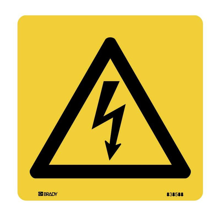 Brady Warning Sign High Voltage Symbol 100x100mm Self Adhesive Vinyl