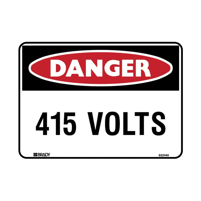 Brady Danger Sign 415 Volts 600x450mm Metal