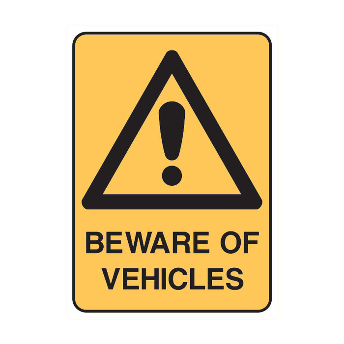 Brady Warning Sign Beware Of Vehicles 450x300mm Metal