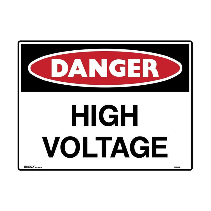 Brady Danger High Voltage 125x90mm Self Adhesive Vinyl 5Pk