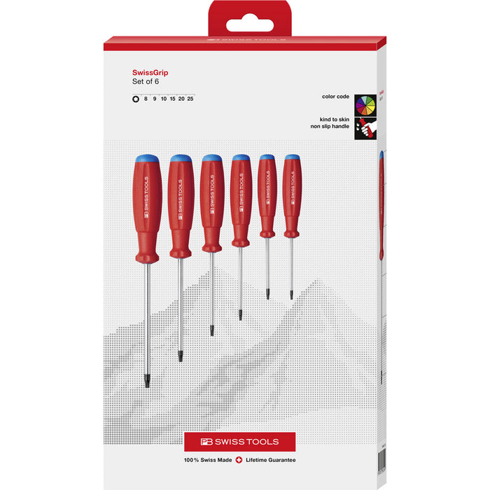 PB Swiss SwissGrip Torx 6 Pce Screwdriver Set in Cardboard Box