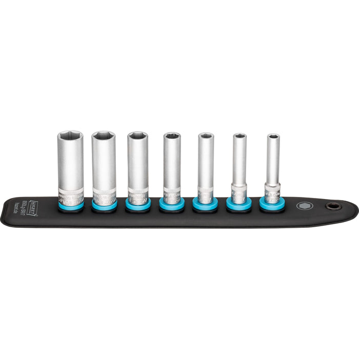 Hazet 7 Pce 1/4in Metric Deep Hex Sockets Smartrail With 7 Slots 850LG-SR/7
