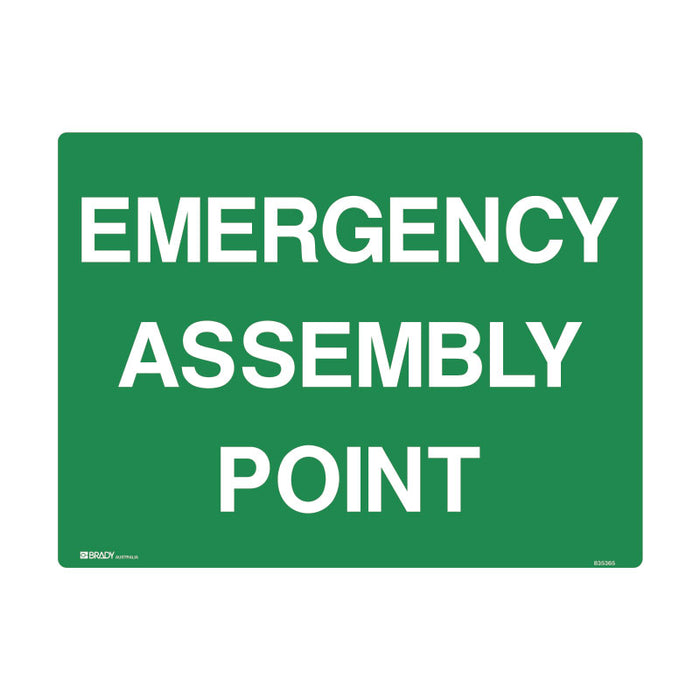 Brady Emergency Information Sign Emergency Assembly Point 450x600mm Multiflute Corrugated Plastic