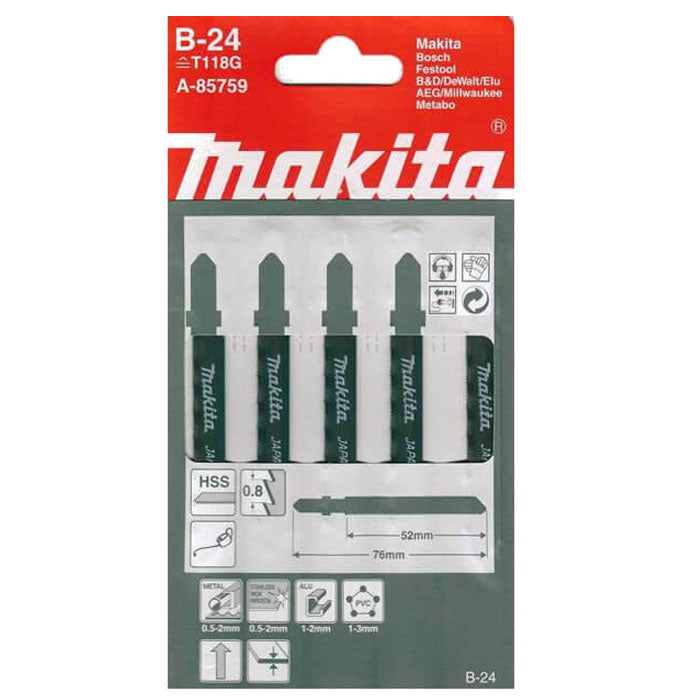 Makita Jigsaw Blade B-24 - Bayonet Type - 5Pk