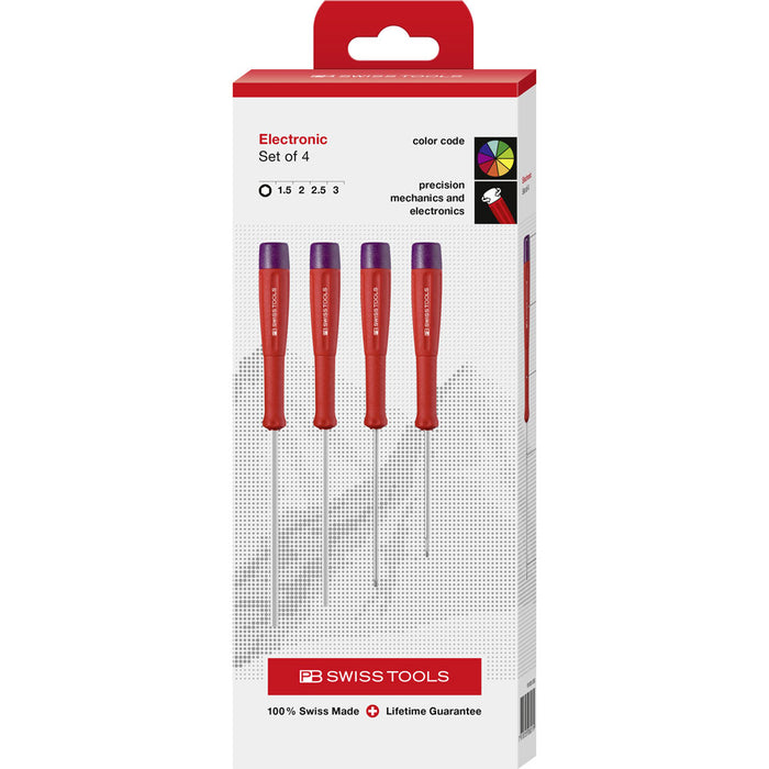 PB Swiss 4 Pce Electronics Hex Screwdriver Set in Cardboard Box