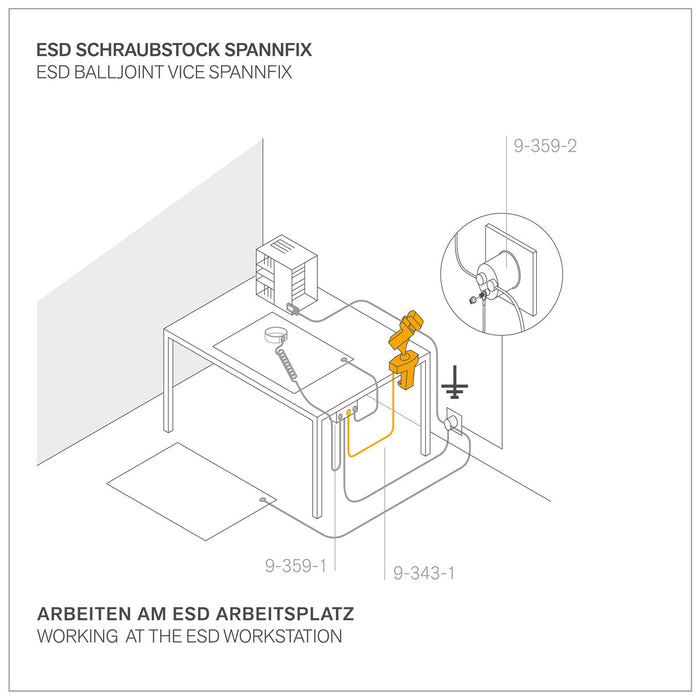 Bernstein ESD Ball Joint Base SPANNFIX for Clamping On 80mm Black