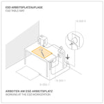 Bernstein ESD Table Mat 500 x 400 x 0.5mm with 2 x 10mm Press Button